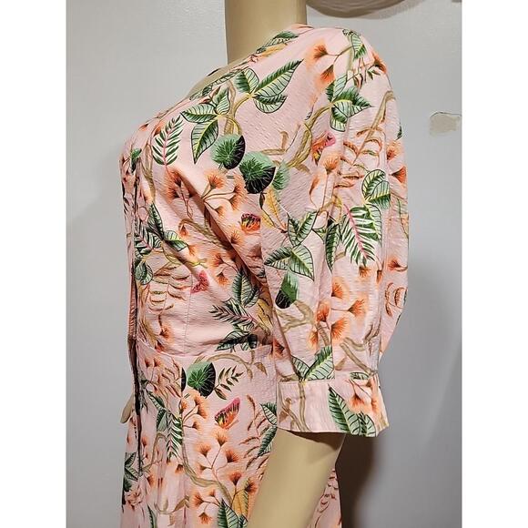 LOFT Sugar Peach Leafed Dobby Size 14 Women's Shirtdress NWT (SASH MISSING) #CC - Picture 7 of 12